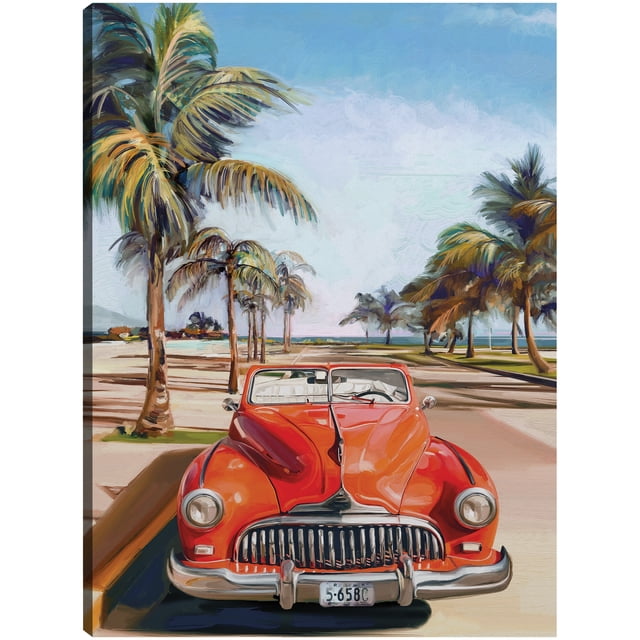 Cuadro Decorativo - Día de playa retro I Jr Impresión en canvas, estrechado