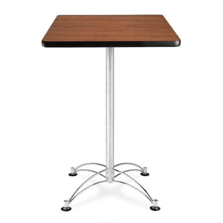 Restaurant Furniture Tables CCLT24SQ-CHY Restaurant Furniture 24 Inch Square Chrome Base Cherry laminate Top counter Height durable Café Table ()