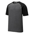 thumbnail image 5 of Mens Tri-Blend Wicking Polyester/Cotton/Rayon Raglan Tee Black Triad Solid/ Dark Grey Heather X-Large, 5 of 8