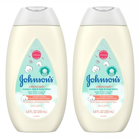 (2 Pack) Johnson's Cotton Touch Newborn Baby Face and Body Lotion, 6.8 fl. (Best Baby Lotion For Newborns)