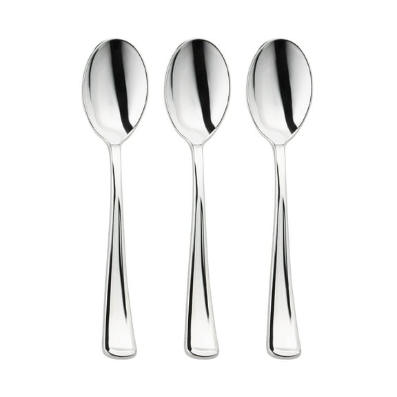 Smarty Shiny Metallic Silver Disposable Plastic Dinner Spoons 600ct