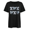 thumbnail image 3 of OOOUM Bow Print Oversized T-Shirt For Women Crewneck Short Sleeve Graphic Tee Soft Cotton Daily Streetwear Shirt Tops Black S, 3 of 3
