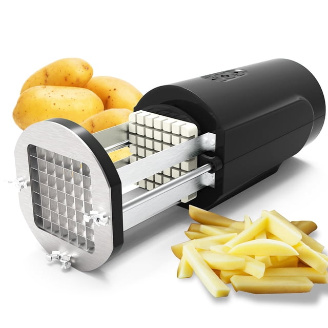 Electric French Fry Cutter, Professional Commercial Automatic French Fry Cutter Stainless Steel with 1/2 & 3/8 Inch Blade, Vegetable Cutter, Electric
