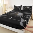 thumbnail image 4 of Castle Fairy Basketball Print Queen Sheets 4 Pieces, Court Pattern Queen Sheet Sets, Black Gold White,1 Fitted Sheet, 1 Flat Sheet and 2 Pillowcases, 4 of 6
