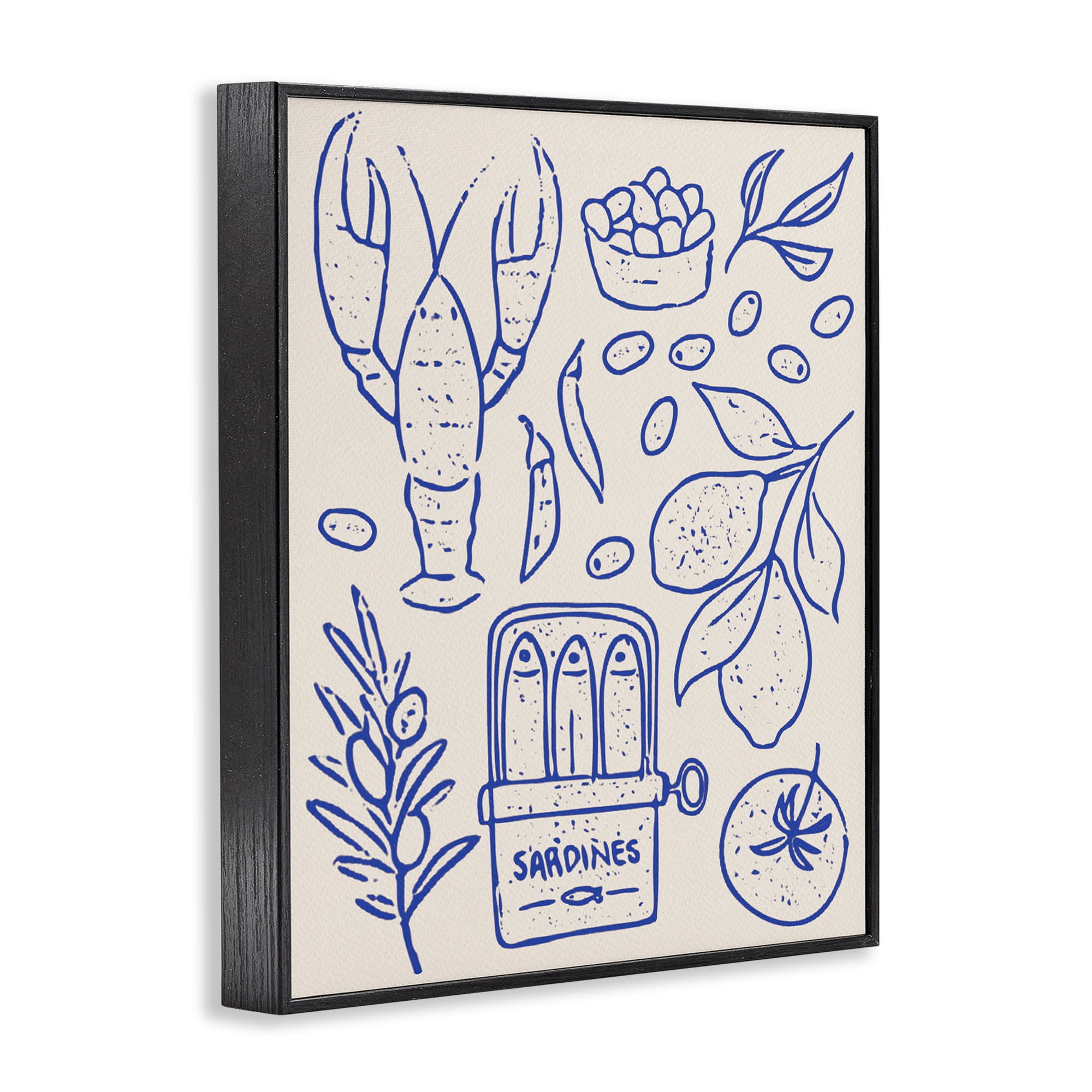 Stupell Industries Seafood & Herbs Simplicity Black Framed Giclee Art, design by Camila Juncos