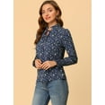 thumbnail image 4 of INSPIRE CHIC Women's Vintage Floral Ruffle Tie Neck Button Decor Elastic Cuff Chiffon Blouse, 4 of 6