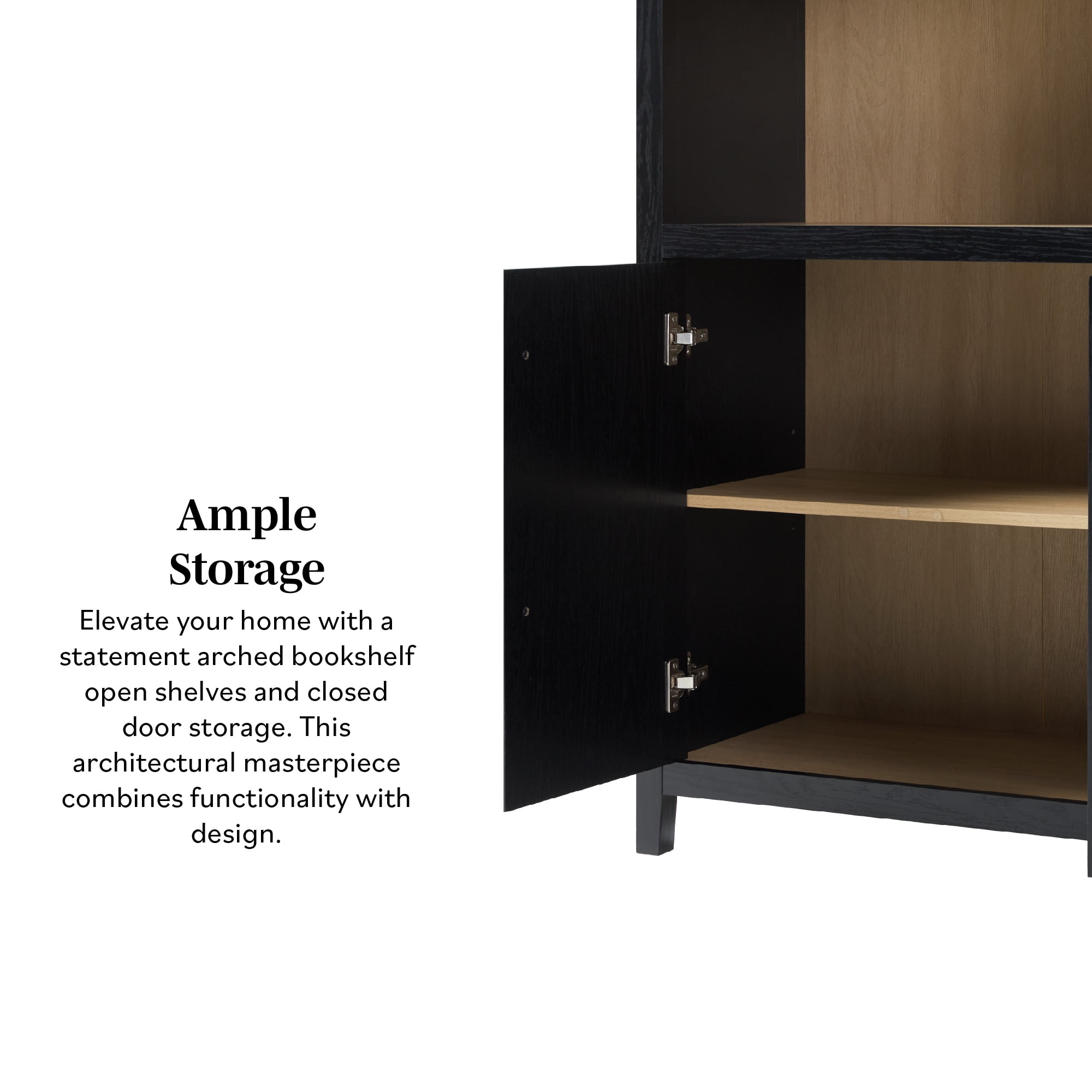 Chantelle Writing Desk with 2 Cabinet Bookcase - Black