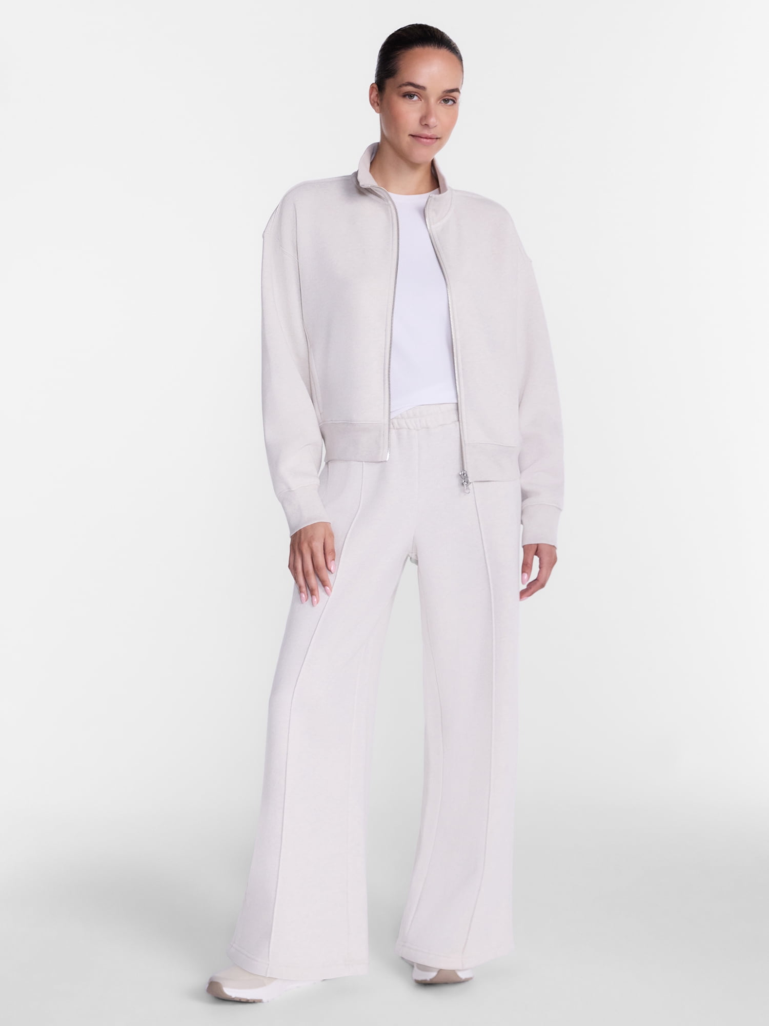Athletic Works Women's Cropped Fleece Bomber Jacket with Long Sleeves, Sizes XS-XXL