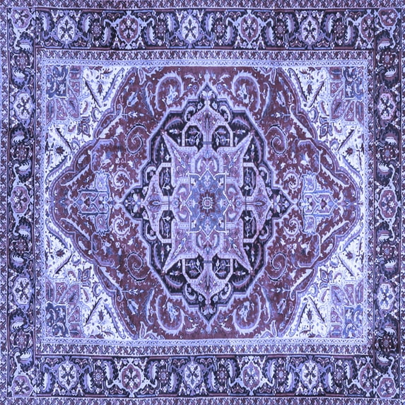 Ahgly Company Machine Washable Indoor Square Persian Blue Traditional Area Rugs, 6' Square