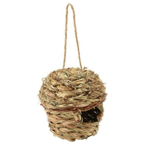 Birds Nest Natural Straw Woven Egg Cage Outdoor birds nest birds Garden Decorative Hanging House Small Nest,S