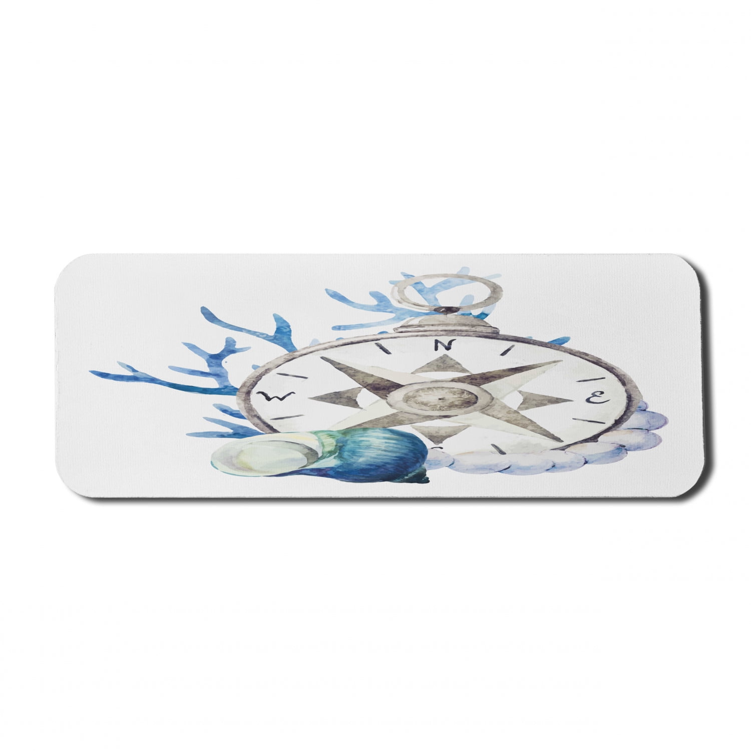 Compass Computer Mouse Pad, Watercolor Marine Life Theme Seashell ...