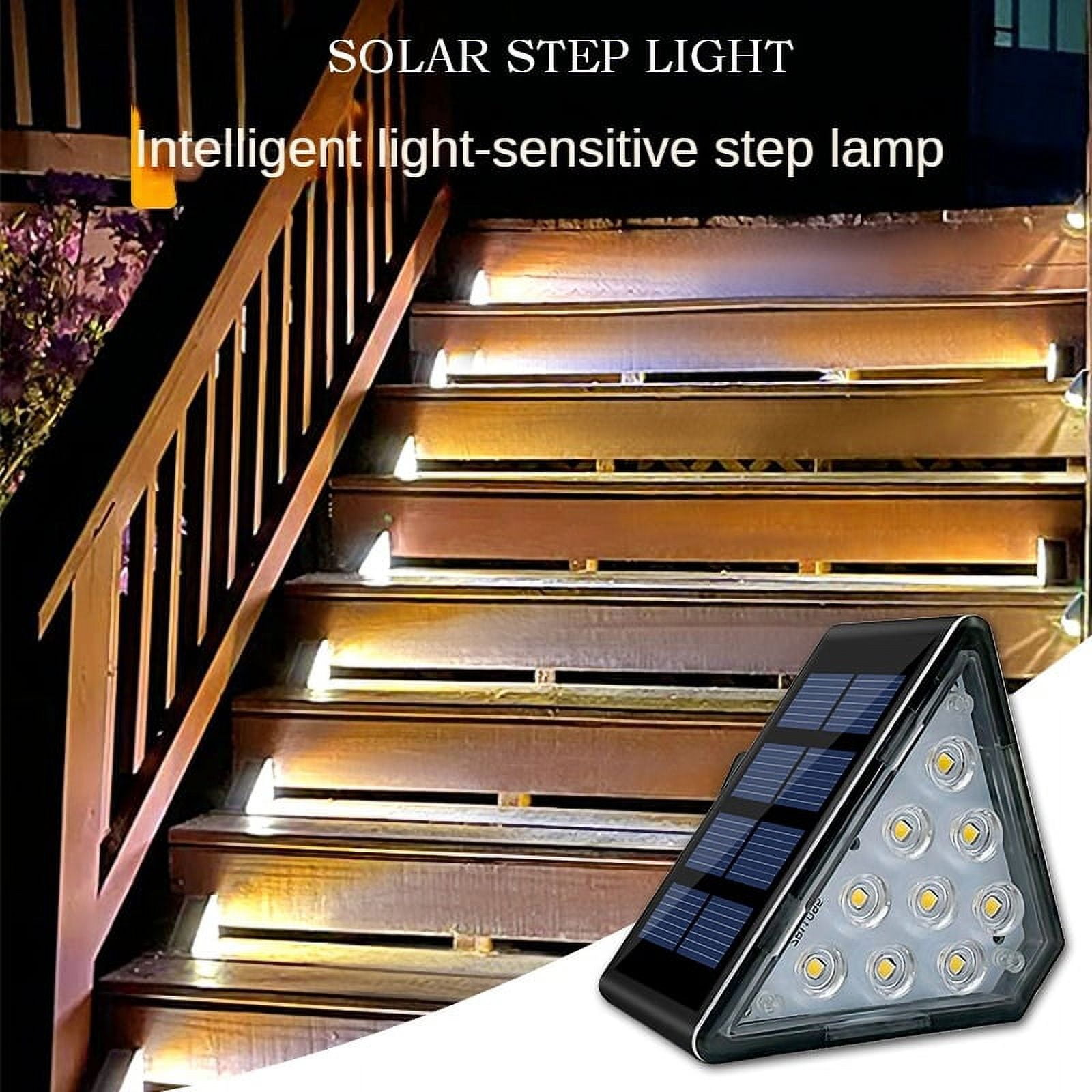 Six Pieces LED Solar Stair Light 3000K Waterproof Outdoor Garden Passage Courtyard Terrace Guardrail Step Light Landscape Light