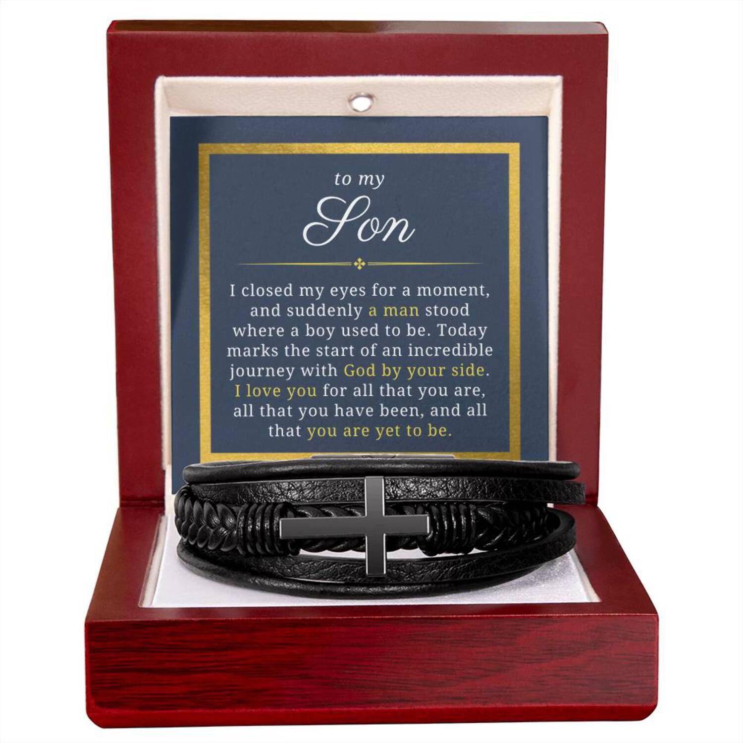 Gift For Son, Where a Boy Use to Be, Baptism or Confirmation Gift, Men's Christian Cross Bracelet