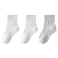 thumbnail image 2 of Delliss 3 Pairs Kids Athletic Boys Girls Classics Cotton School Uniform Childs Sports Breathable Casual Socks, 2 of 6