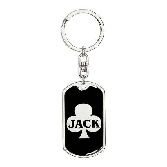 Jack Of Clubs Keychain Dog Tag Stainless Steel or 18k Gold