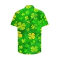 thumbnail image 3 of Ceisia Men's St. Patrick's Day All-Over Distressed Shamrock Print Short Sleeve Turndown Collar Stretch Casual Shirt Green XXL Gifts, 3 of 5