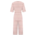 thumbnail image 4 of Edvintorg Striped Jumpsuits for Women Casual Short Sleeve V Neck Back Zipper Wide Leg Jumpsuit with Pocket Summer Beach Vacation Clothes for Women, 4 of 5