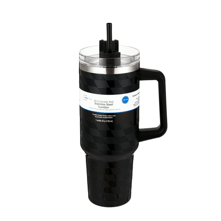 Mainstays 40oz Black Diamond Pattern Tumbler Stainless Steel