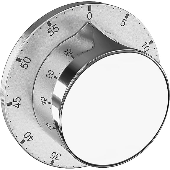 Mechanical Kitchen Timer - Stainless Steel Timer with Clear Alarm, Magnetic Backing, and Easy Operation - Ideal for Cooking, Studying, and More