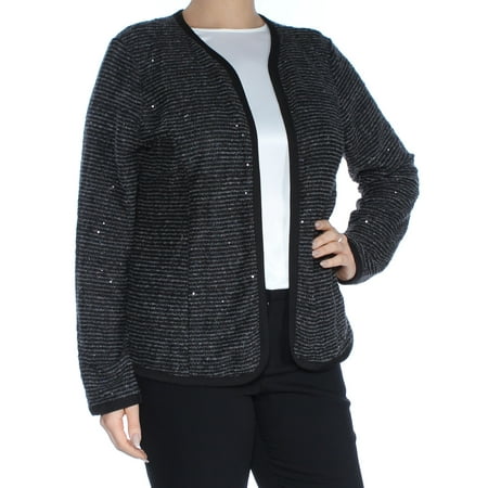 NY COLLECTION Womens Black Long Sleeve Open Cardigan Wear To Work Sweater  Size: