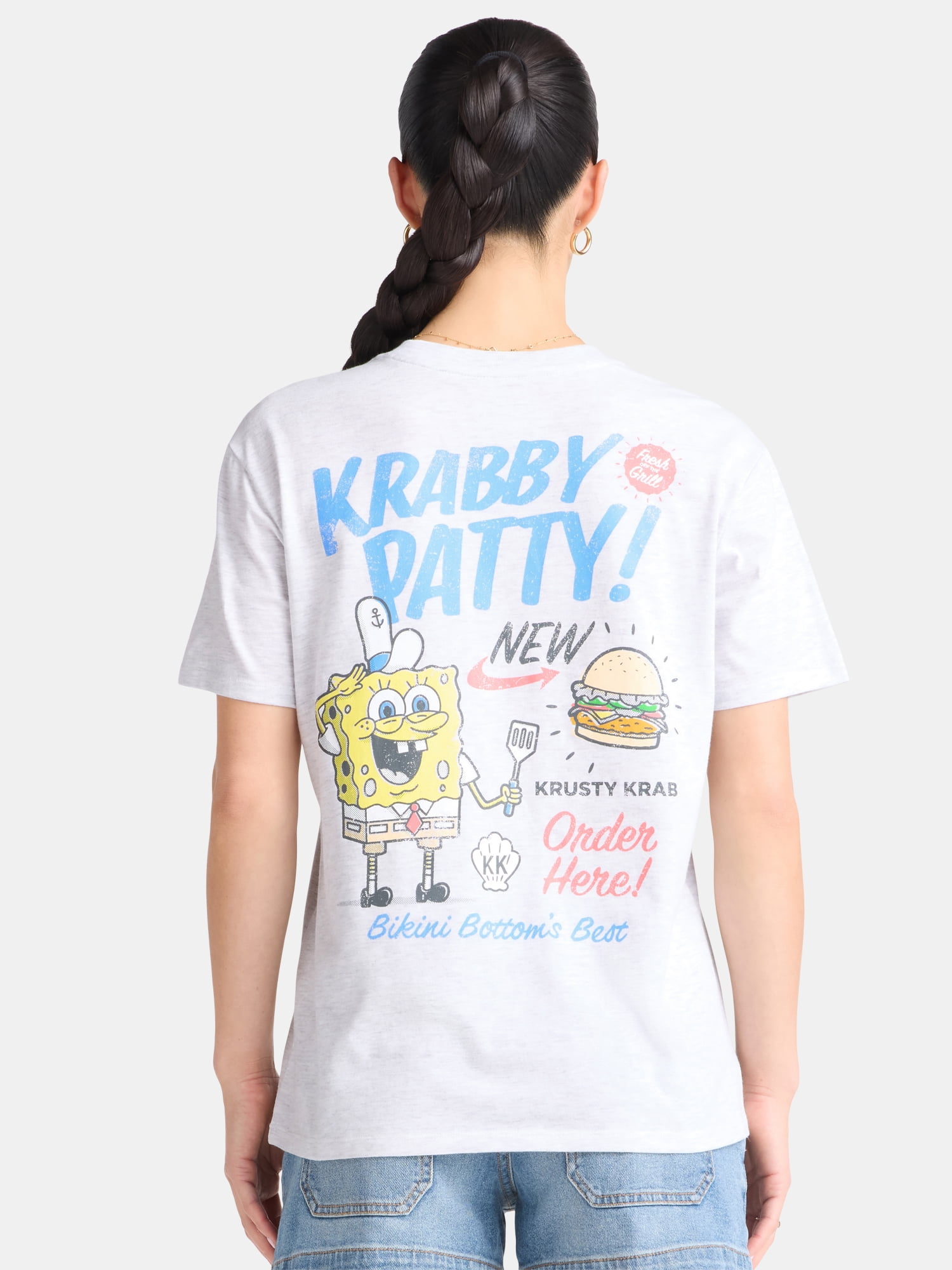 SpongeBob SquarePants Women's Krabby Patty Graphic Tee with Short Sleeves, Sizes XXS–XXL