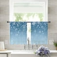 thumbnail image 3 of Blue Ombre Christmas Snowflake Semi Sheer Curtains 45 Inch Length 2 Panels Set, Winter Snowflake Xmas Sheer Kitchen Curtain Privacy Voile Window Curtain for Living Room Bedroom Rod Pocket Drapes, 3 of 7