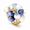 Blue-Gold, variant on Enamel Flower Stretch Ring, Hand-Painted Matte Oil Multi-Layer Floral Petal Geometric Creative Statement Rings for Women Fashion Jewelry Accessories