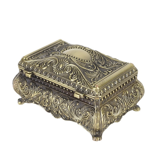 Boîte à Bijoux en Alliage Rectangulaire Accessoires pour Style Créatif Rétro Rangement de Perles