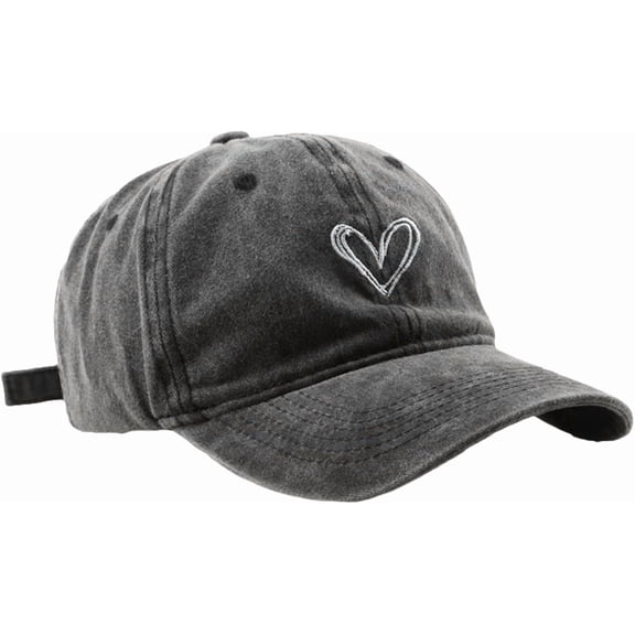 Fashion Vintage Unisex Washed Distressed Heart Baseball Cap Outdoor Sun Protection Hiking Travel Sports