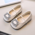 thumbnail image 2 of SYMSHOES Girls Beige Mary Jane Flats with Sparkly Rhinestone Buckle - Flower Girl Shoes for Wedding & Party,Size 9 M, 2 of 7