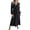 Black, variant on QIYAGBSA Pleated Maxi Dress for Women Soft V Neck Tie Waist Swing Dress Lantern Sleeve Long Sleeve Fall Winter