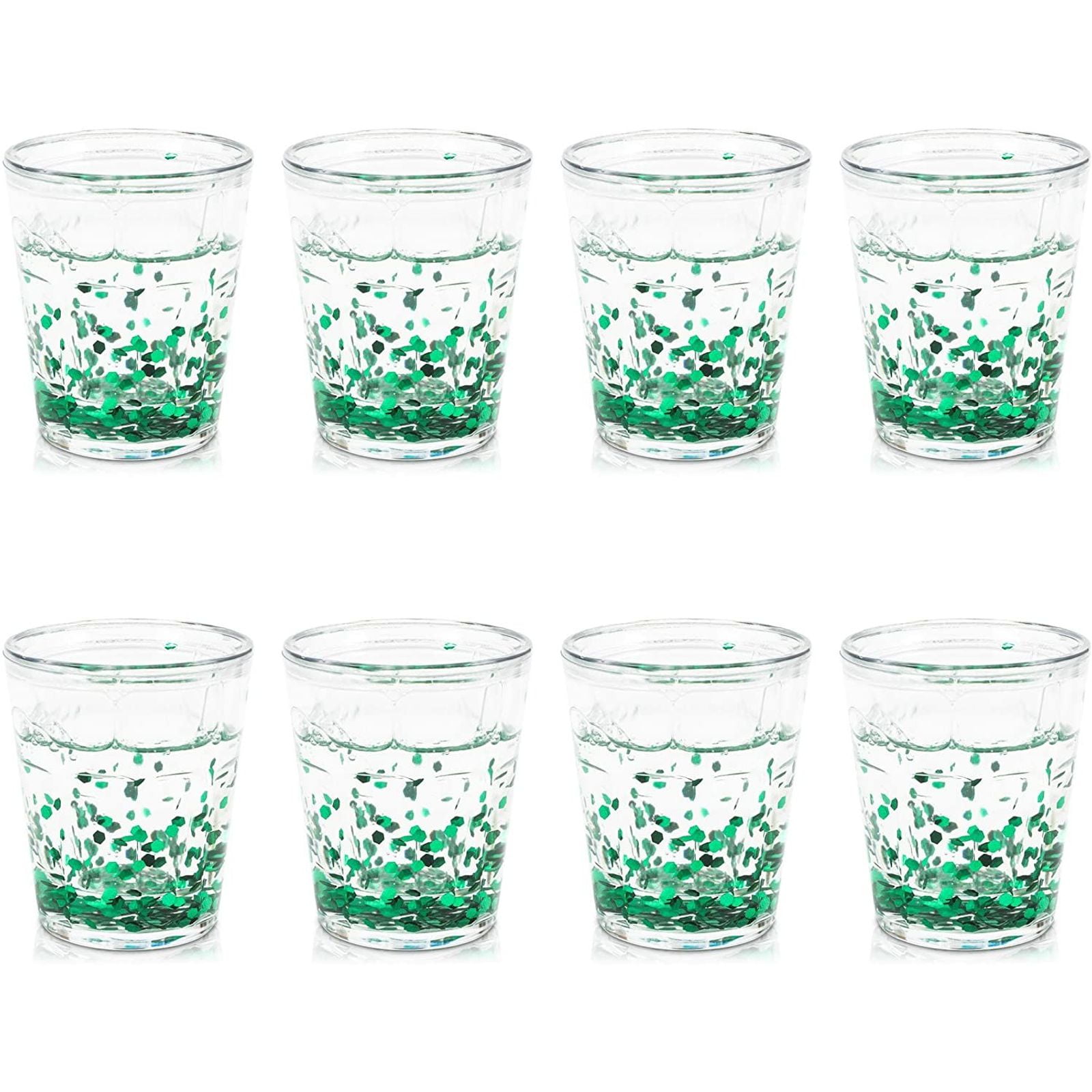 Confetti Glitter Shot Glasses for Parties Green, 8 Pack 