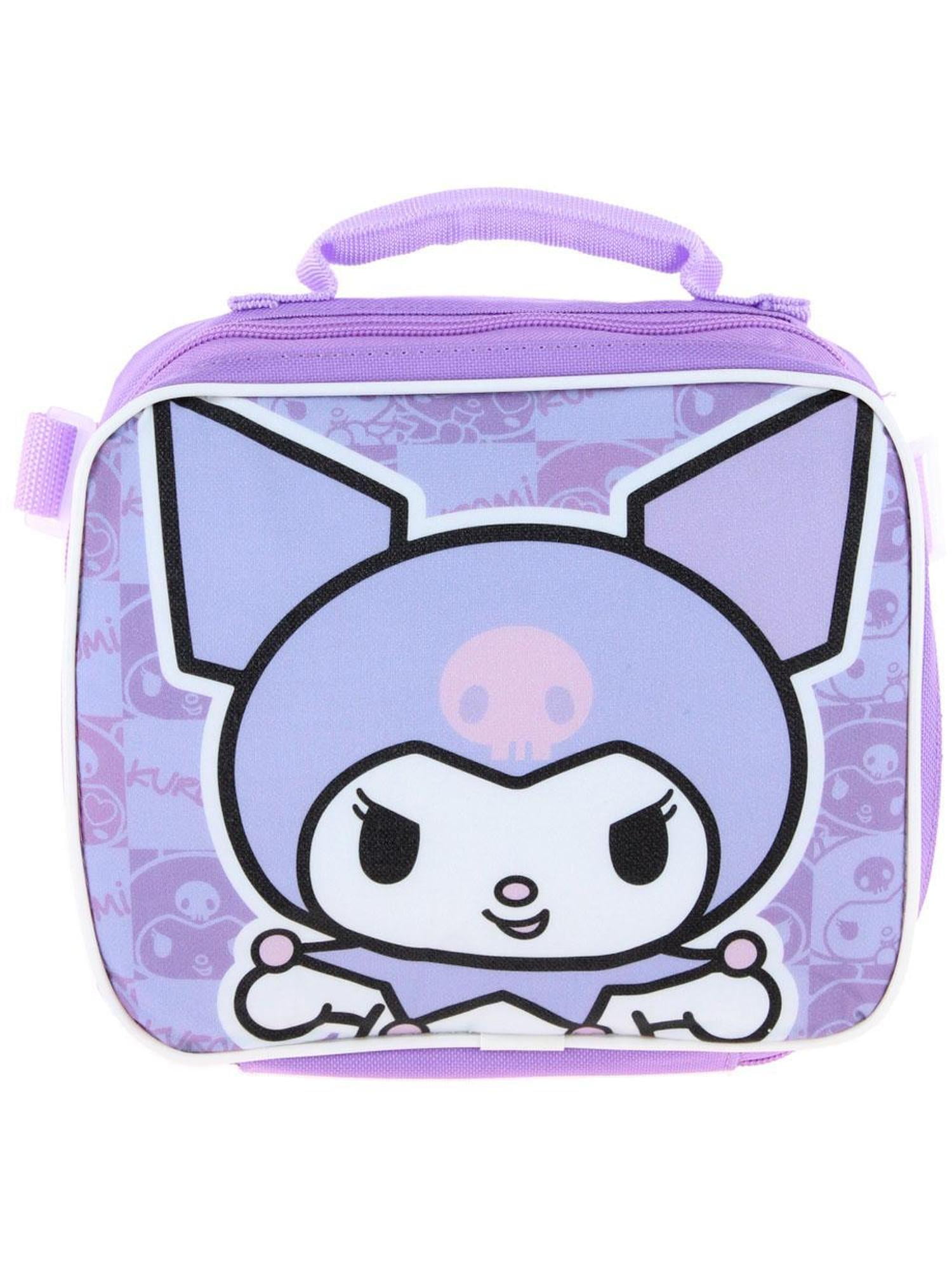 Hello Kitty Kuromi 16" Purple School Backpack and Rectangular Lunch Bag Attached