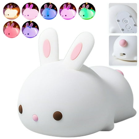 

Shakub Kids Cute Rabbit Silicone USB LED Night Light Bedroom Decor Lamp Rechargeable