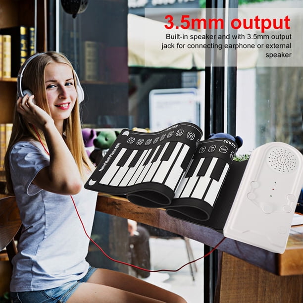 Piano Portátil 49 Teclas Teclado Electrónico Piano Enrollable A Mano Para Niños PrincipiantesBlanco