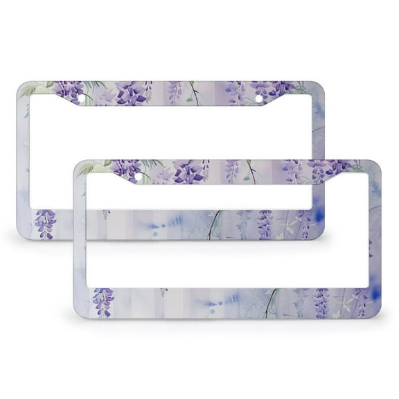Dragonflies And Wisteria License Plate Cover 2 Pack Spring Botanical Vintage Abstract License Plate Frames Cover Holders for US And CA 2 Holes Aluminum Metal License Plate Frames