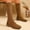 #309-Brown, variant on Wowcloth Women's Straight Knee-High Boots - Round Toe with Back Zipper and Chunky Low Heel for Fashion Casual Winter Footwear
