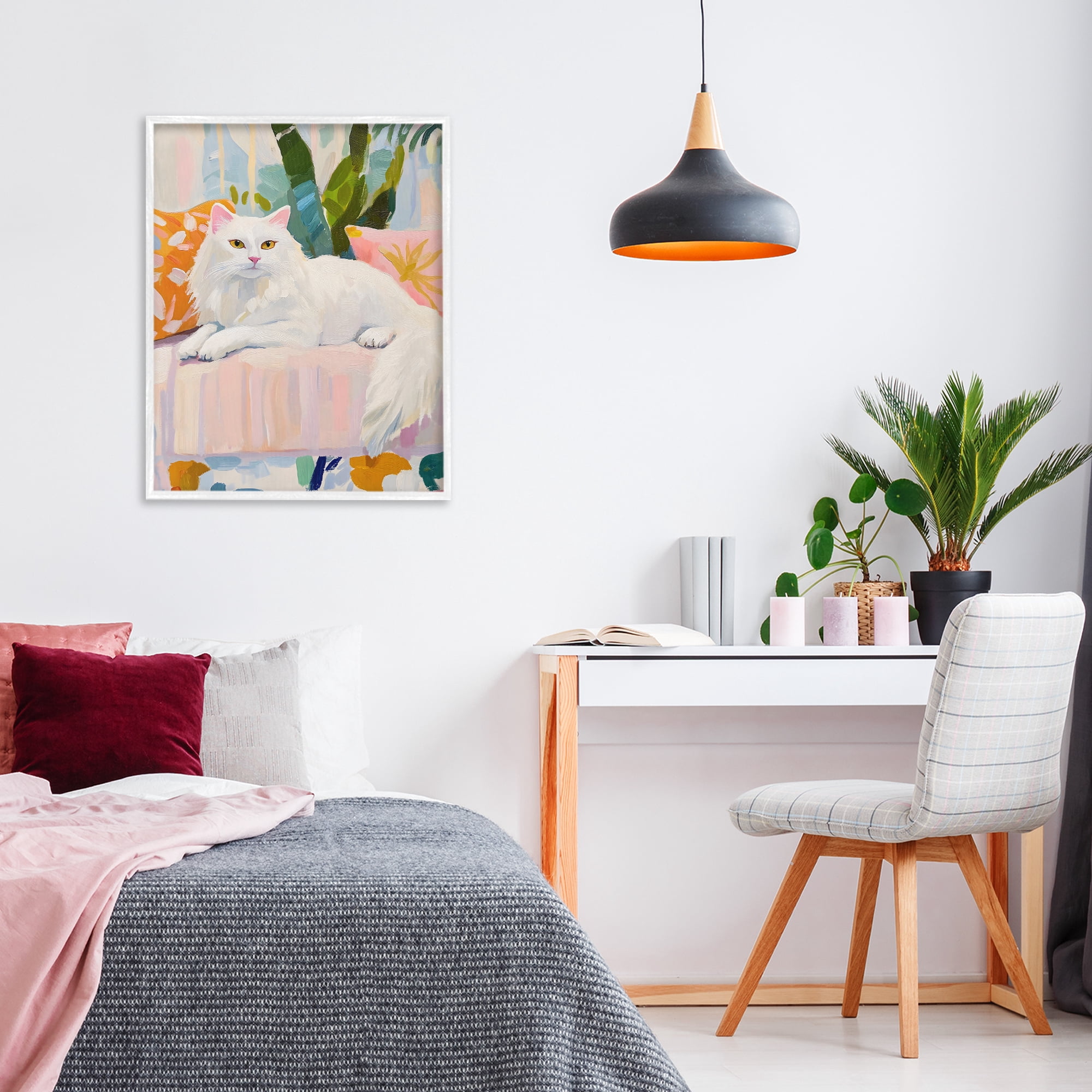 Stupell Industries Fancy Cat on Pastel Sofa White Framed Giclee Art, design by The Prints Vibe