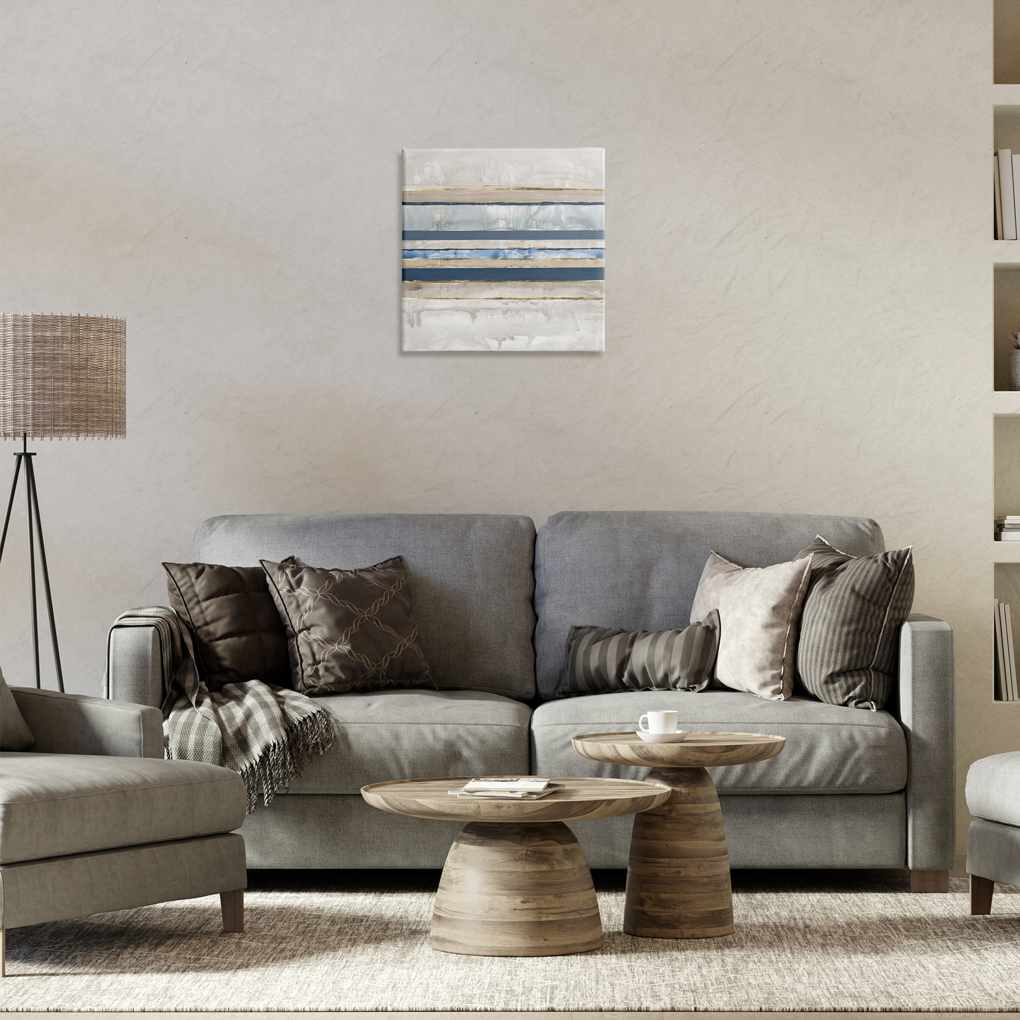 Stupell Industries Nautical Tone Stripes Abstract Painting Wrapped Canvas Art Print Wall Art, 17 x 17