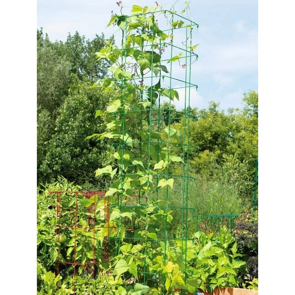 Gardeners Supply Company Large Bean Tower Plant Support | Sturdy Weatherproof Outdoor Beans, Tomato & Other Climbing Vegetable Garden Stake | 75" H - Green