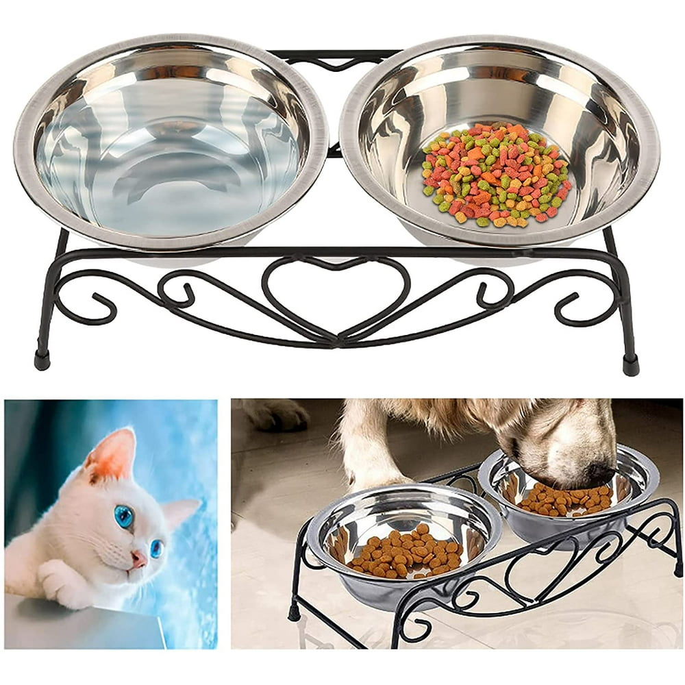 Small Dogs Cat Food Bowls Set Raised Cat Bowls for Food and Water Ceramic Elevated Pet Dishes