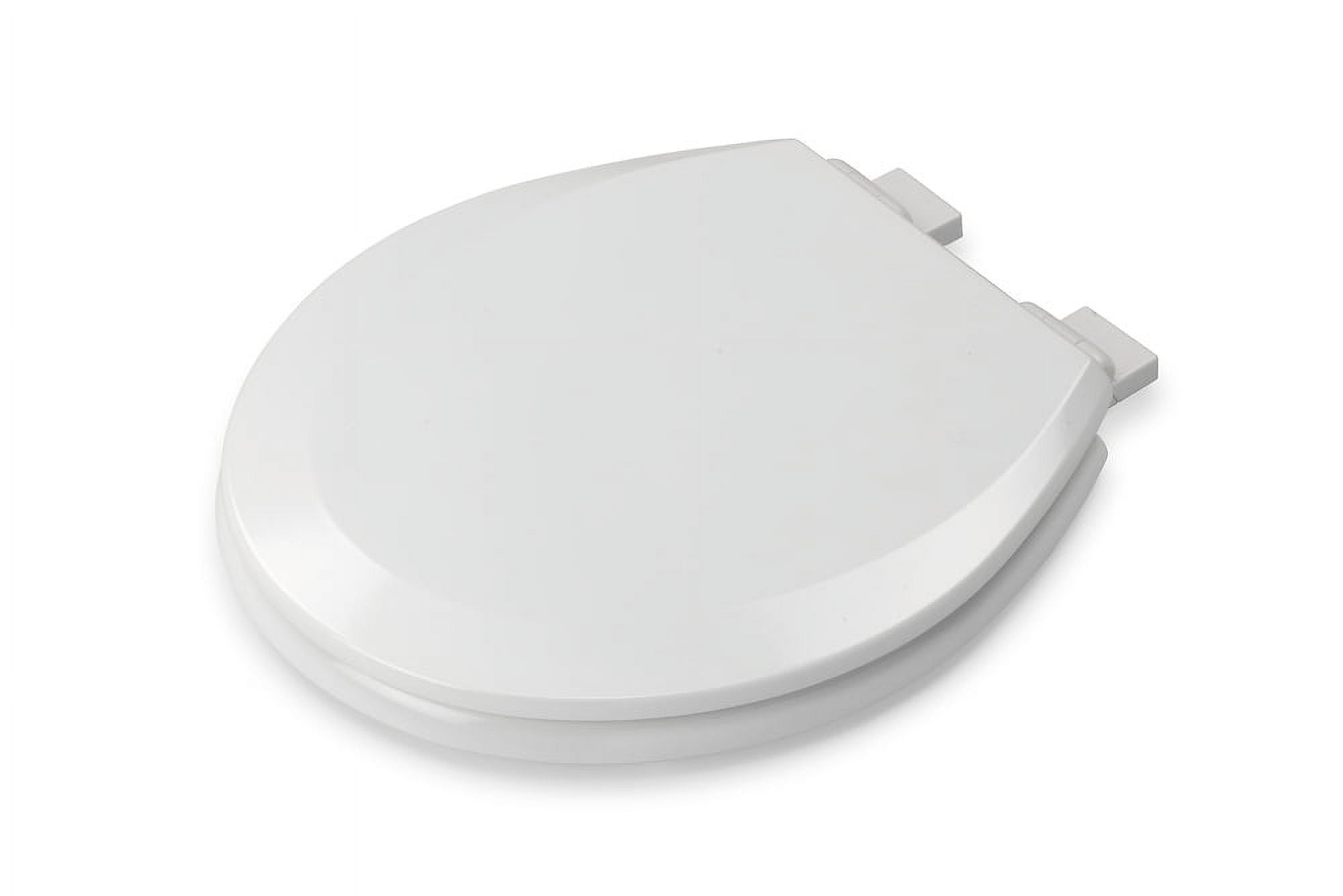 Croydex Clavey Round Wooden Toilet Seat, Stick Tight, Soft Close, Quick Release