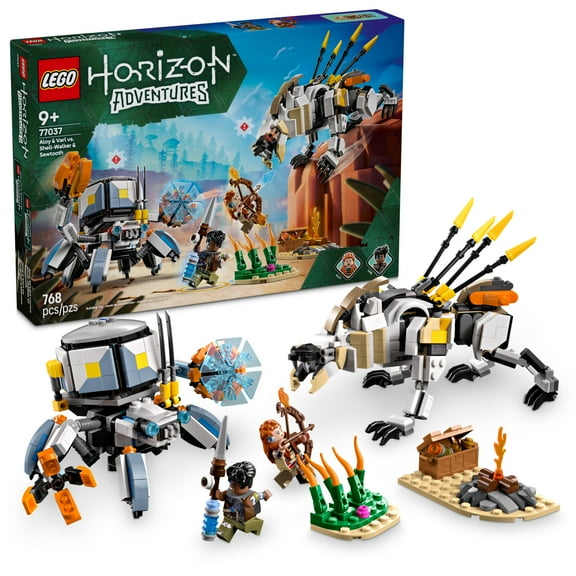 LEGO Horizon Adventures Aloy & Varl vs. Shell-Walker & Sawtooth Kids Toy - Building Toy for Boys & Girls, Ages 9  - Gaming Gift Idea for Horizon Fans - 77037