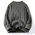 thumbnail image 4 of TFEOQRY Men's Crew Neck Textured Knit Sweater Long Sleeve Loose Solid Casual Pullover Fall Winter Top Gray-1, 4 of 5