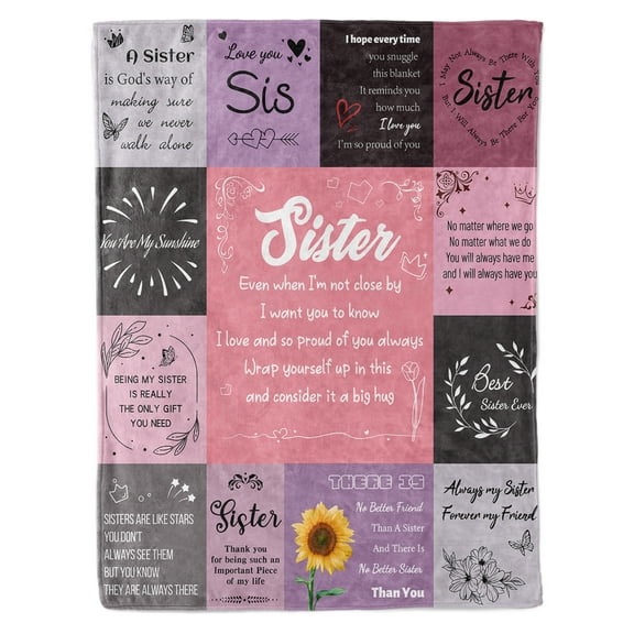 KAAYEE Sister Gifts Blanket,Sisters Gifts from Sister,Blanket Present for Sisters on Happy Birthday,to My Sister Gift Throw Blanket 60'' x 50''