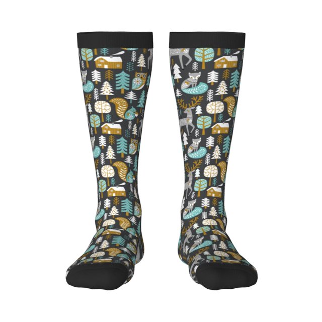 Balery Moose Squirrel owls tree Calcetines novedosos Calcetines deportivos Calcetines hasta la rodilla Calcetines de algodón Calcetines originales y geniales