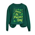 thumbnail image 4 of VKOYWKM Happy St. Patrick's Day Sweatshirts pour Femmes Chandails à Col Rond à Imprimé de Lettres Drôle Coupe Ample Manches Longues Vert, 4 of 5