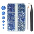 thumbnail image 1 of qiipii 2550 piezas de diamantes de imitación azul claro para decoración de uñas con parte trasera plana para maquillaje facial, gemas de uñas azul cielo, piedras preciosas de cristal K9 SS4 ~ SS20, 6, 1 of 1