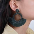 thumbnail image 2 of Punk Ruby Circle Dangle Earrings Big Cz Circle Drop Earrings Red Tassel Earrings Red Crystal Circle Earrings Fan Fringe Dangle Earrings Tassel Chandelier Earrings Jewelry for Women, 2 of 13
