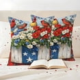 thumbnail image 3 of Star Stripe Flag Outdoor Waterproof Pillow Covers, Patriotic Red Blue Poppy Flower Bird Decorative Square Throw Pillowcase Sofa Cushion Sham for Patio/Couch/Chair, 24"x24" 2 Pack, 3 of 8